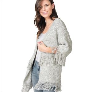 Cupcakes and Cashmere Gray fringe sweater, SZ M